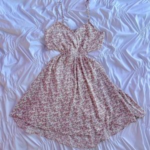 Cute Floral Print Summer Skater open-back Chiffon Dress